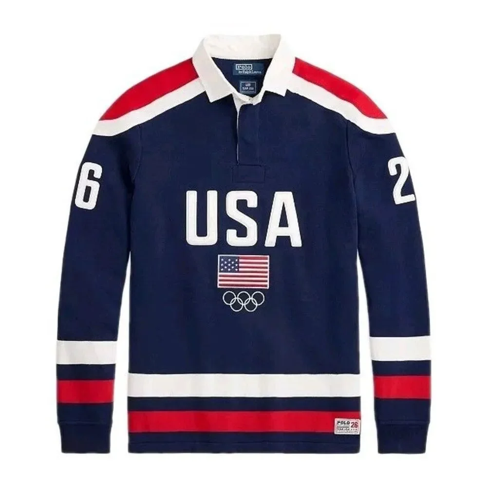 NWT Polo Ralph Lauren Team USA 2026 Sz Medium Mens Heavy Rugby Long Sleeve Shirt - Picture 1 of 9